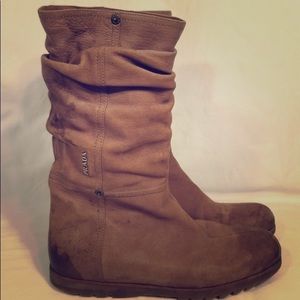 Prada Brown Leather Slouchy Boots, size 38 (us7)